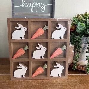 New Bunnies & Carrots Decorative Wooden Tic Tac Toe Decor